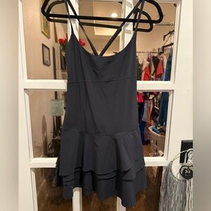 Black Sleeveless Ruffle Athletic Dress
